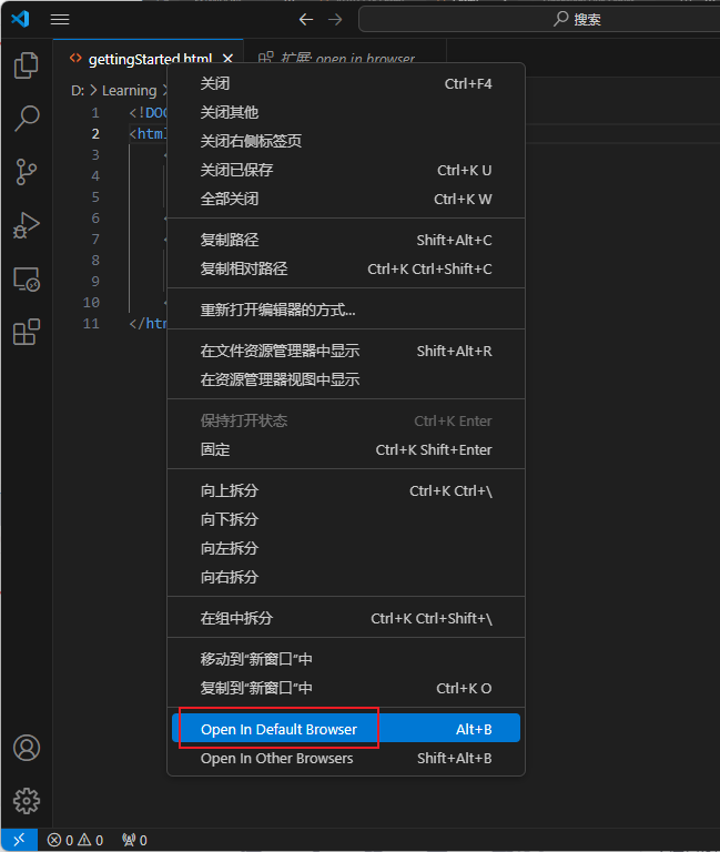open in default browser